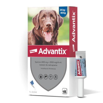 ADVANTIX SPOT – ON 4,0 ml 4 TUBY (25–40 kg) (roztwór zewnętrzny)